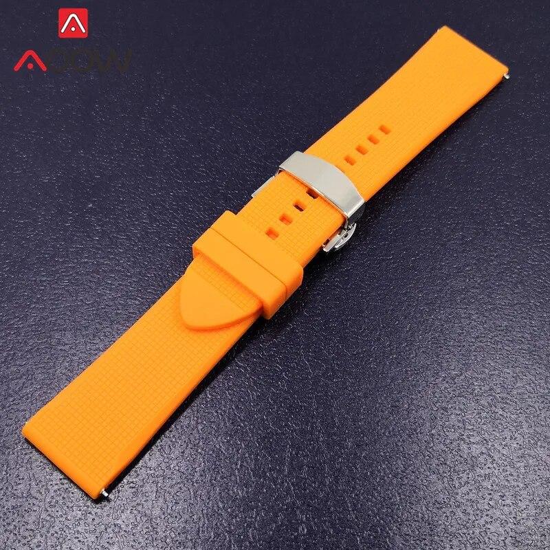 Bracelet de montre en Silicone 18 20mm 22mm 24mm, pour Samsung Galaxy Watch 4 42mm 46mm, caoutchouc à dégagement rapide, boucle papillon
