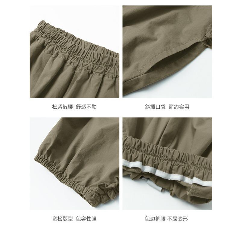 Girls Kids Thin Cropped Lace Trim Casual Anti Mosquito Summer Pants