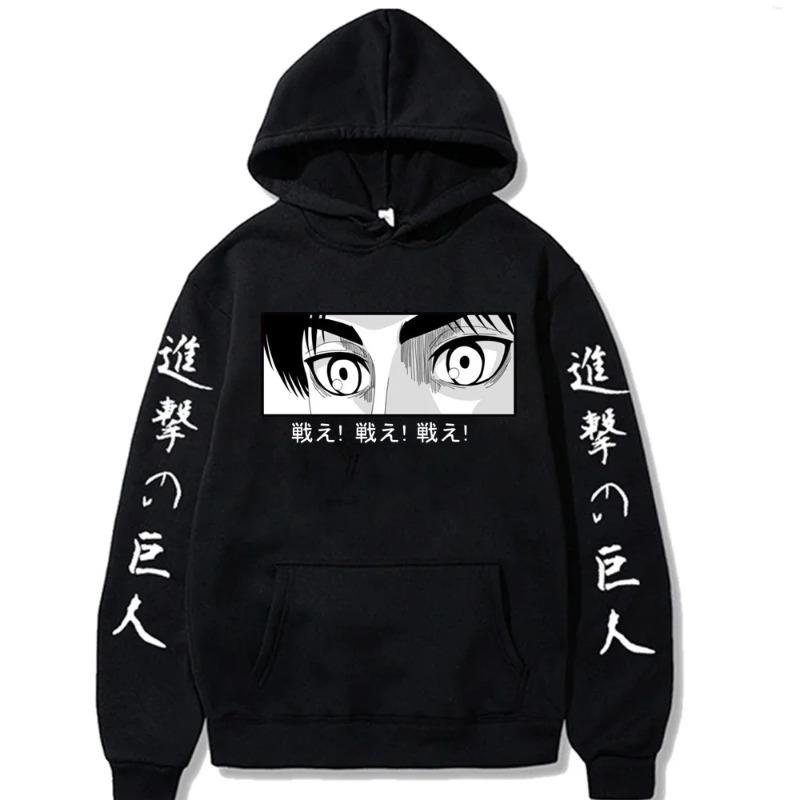 Autumn Men Hoodies Anime Attack on Titan Unisex Long Sleeve Eren Yeager Eyes Pullover Sweatshirts Tops