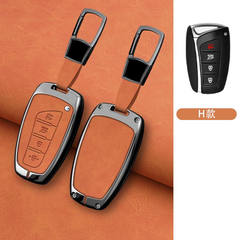 Zinc Alloy Leather Car Key Fob Case For Hyundai Grand Santa Fe 3 Dm Ix45 Ix35 Genesis Dh Grandeur Azera Hg Equus Key Fob Case