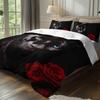 3Pcs Luxury Black Panther Rose Bedding Duvet Cover Set Black Panther Bedding Quilt Set Gothic Themed Bed Quilt Set Elegant