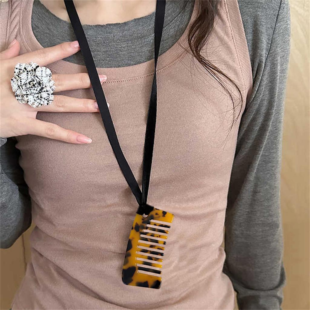 Fashionable Comb Pendant Necklace Unique Comb Shaped Necklace In Long Rope Elegant Neck Jewelry For Stylish Women