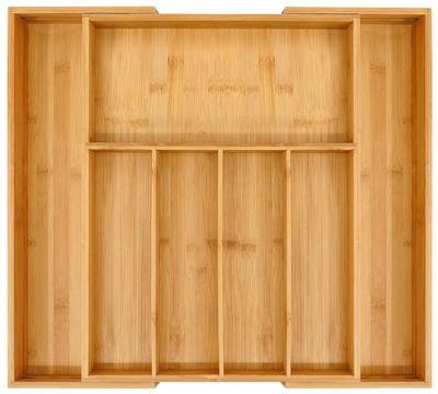 VaeFae Bamboo Drawer Expandable Silverware Drawer Organizer Cutlery Wooden Drawer Divider Organizer for Kitchen Utensils and Dishes Organizer, & Tray,