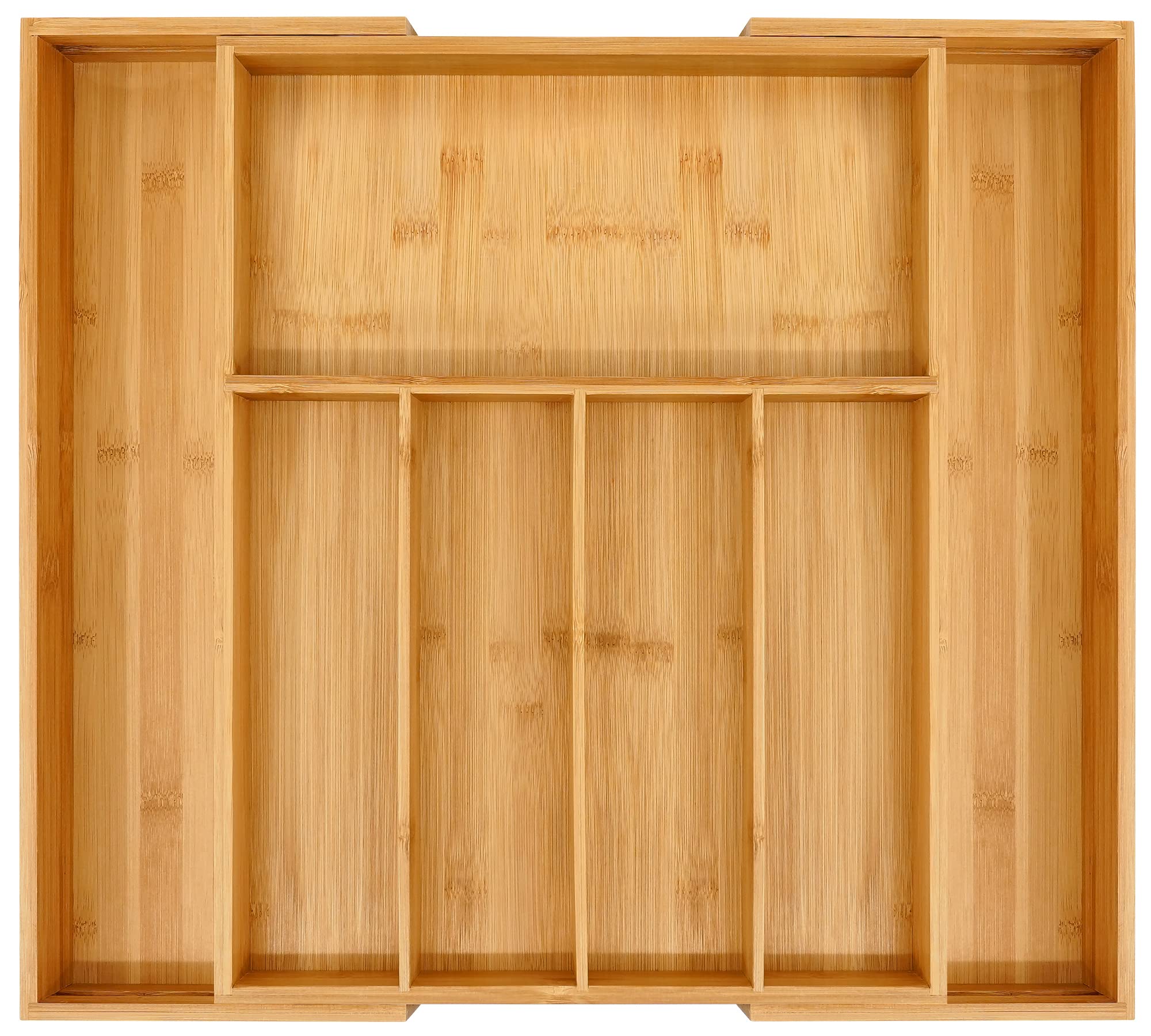 

VaeFae Бамбуковый выдвижной ящик Расширяемый ящик для столовых приборов Деревянный разделитель для ящика Органайзер для кухонной утвари и посуды, Органайзер/Столовые приборы