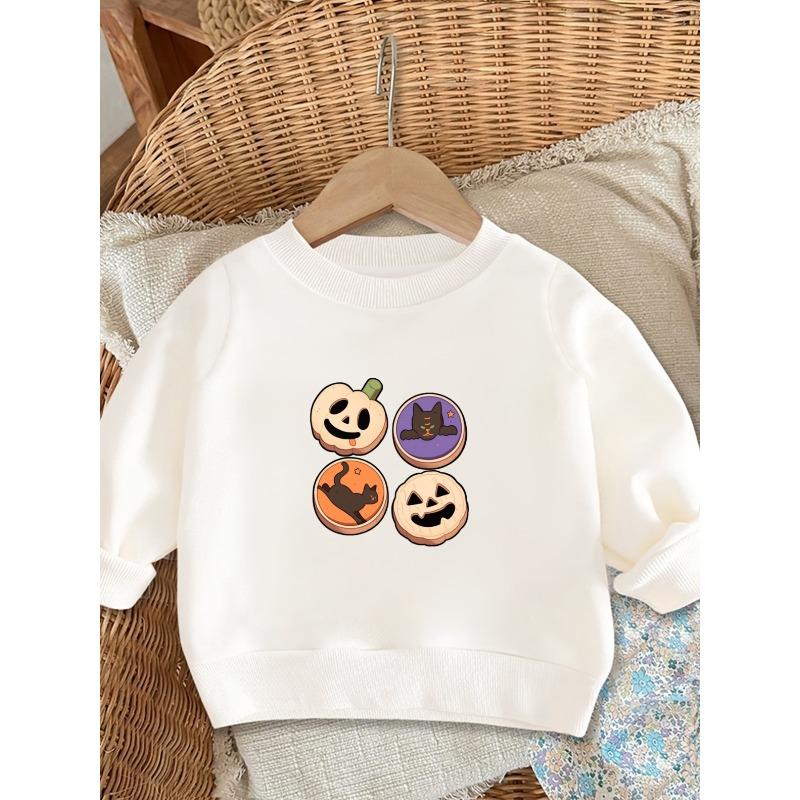 European sizes A Cute And Simple Halloween Print Design, a Lightweight Round-Neck Sweatshirt for Baby Kids, Durable And Wrinkle-Resistant