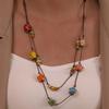 Fargerikt keramisk halskjede Boho-stil Håndlaget justerbart halskjede Enkelt vevd tau Keramisk halskjede Smykketilbehør Gaver