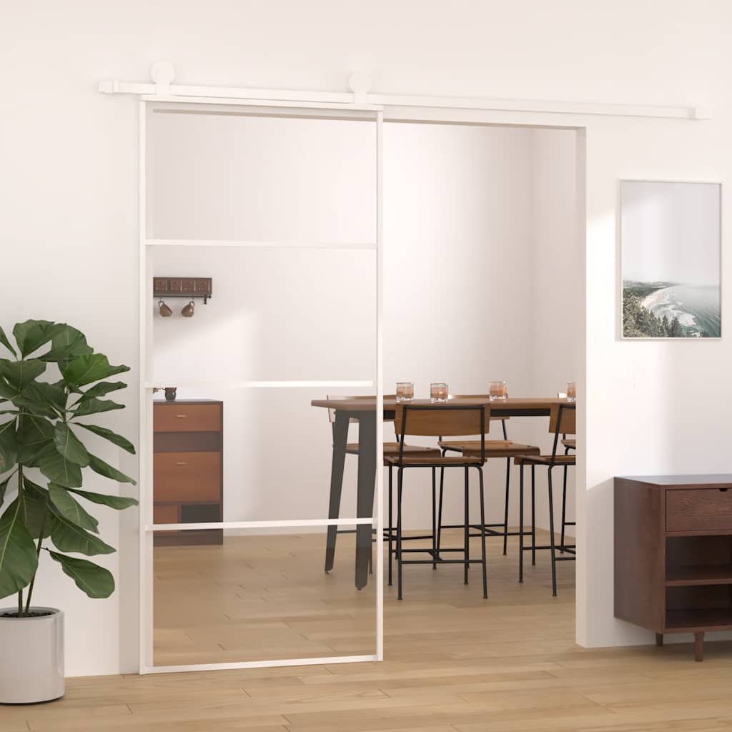 Vidaxl Schiebetür, ESG-Glas und Aluminium, 90x205 cm, Weiß