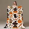 Halloween Patchwork Print Flannel Blanket Lightweight All-Season Travel Camping Office Living Room