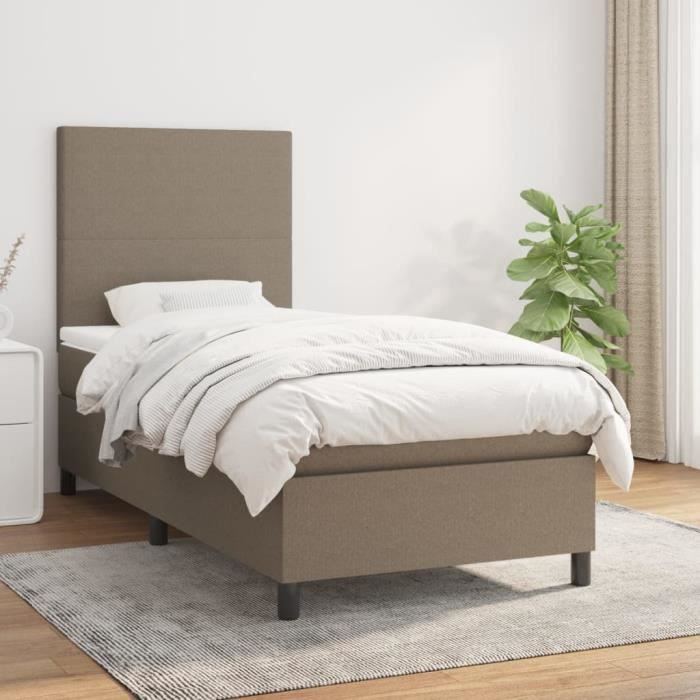 3141573 vidaXL Divan Bed with Mattress Taupe 80x200 Cm Fabric
