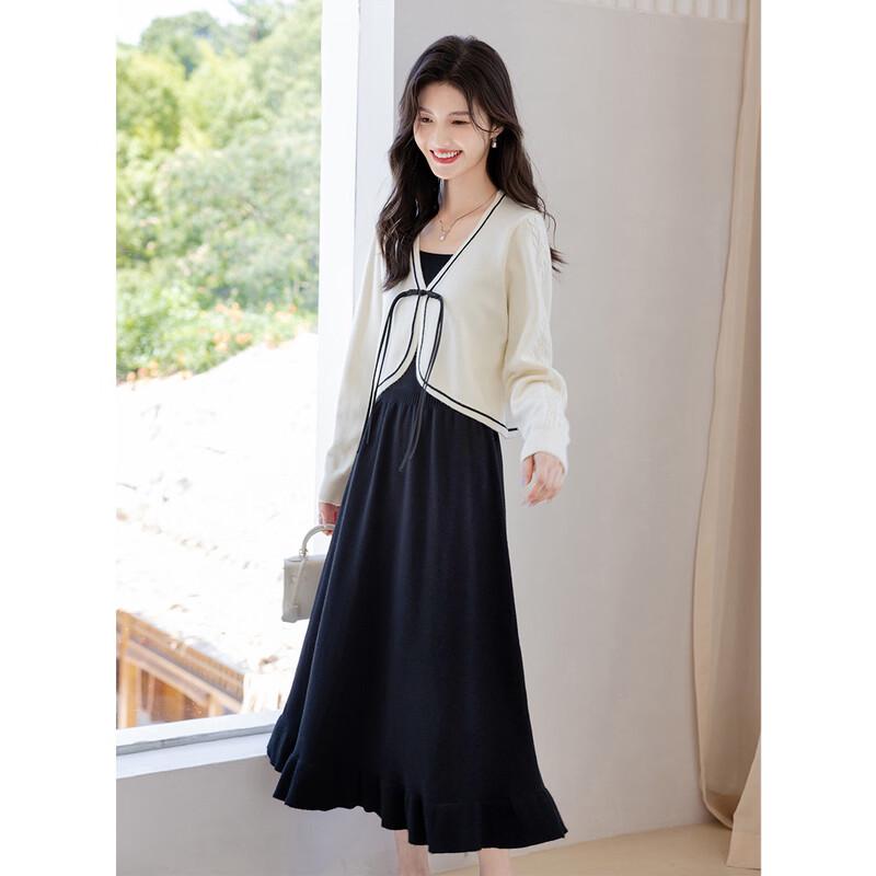 ITISF4 Women's New Chinese Style Knit Cardigan & Dress Set