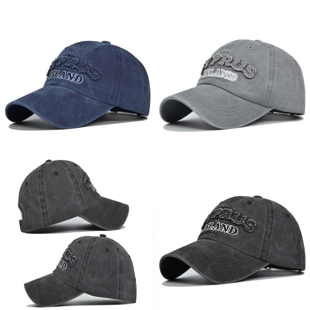 Vintage Distressed Baseball Cap Cyprus Embroidered Washed Canvas Duck Tongue Sun Hat Outdoor Unisex Hat