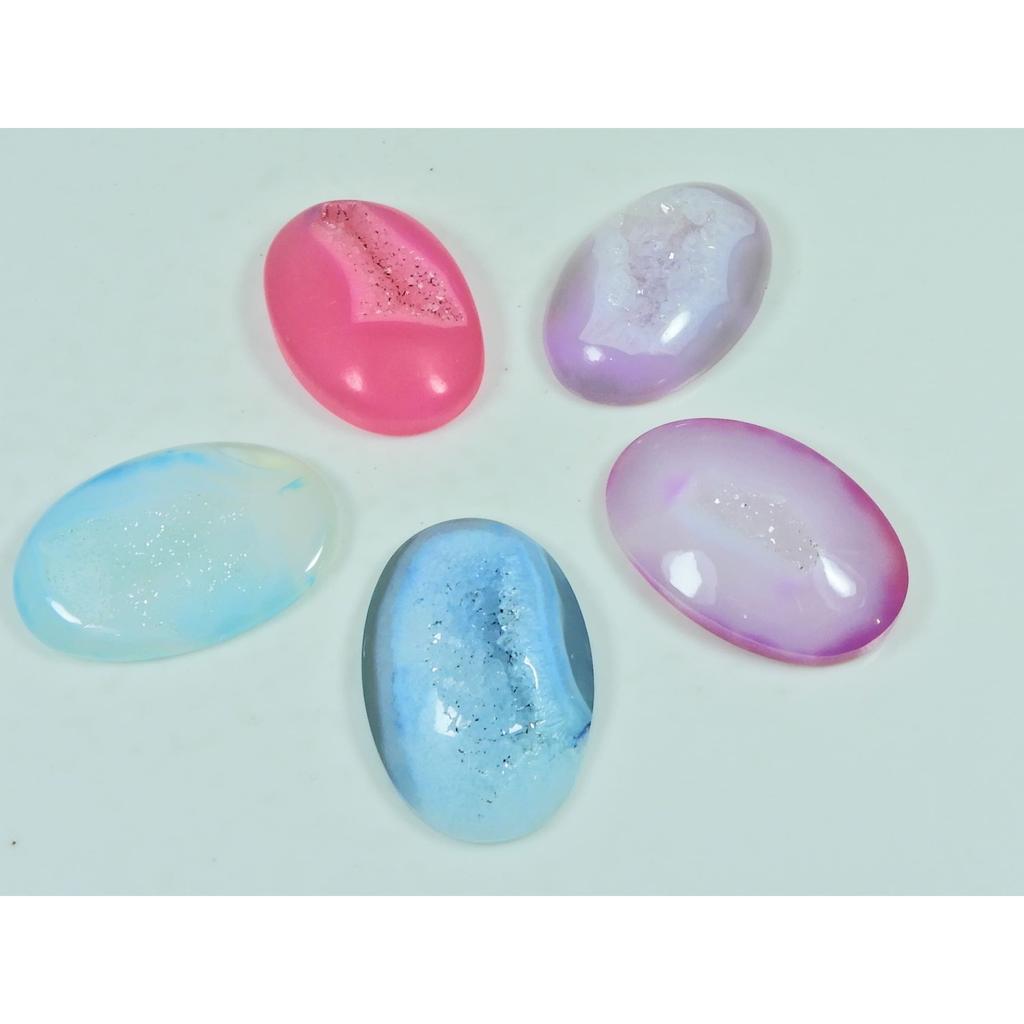 20X30MM Natural Window Druzy Agate Oval Cabochon Loose Gemstone 05Pcs Lot C-3702