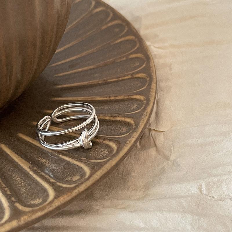 PANJBJ 925 Sterling Silver Line Rings Punk Vintage Charm Double Layer Geometric Nail Design New Party Accessories Gift Dropship