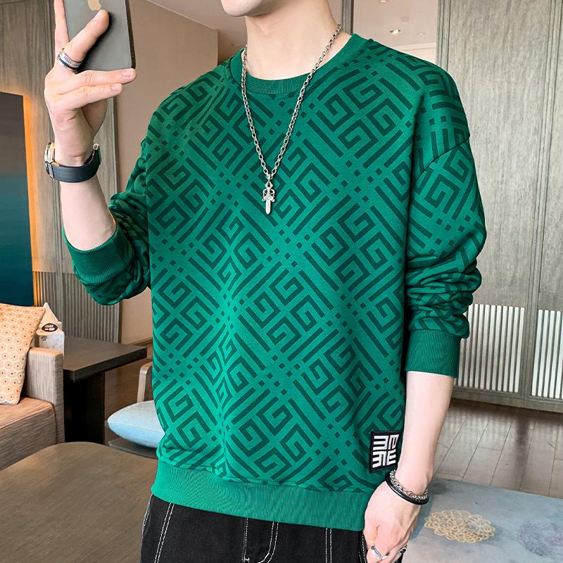 Camouflage Kariertes Hemd Langärmlig Jugendlich Trendig Sweatshirt Basisshirt Herbst und Winter Locker Rundhals Übergröße Pullover Top