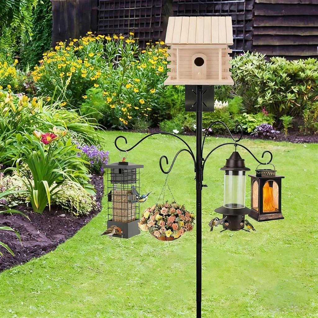 Birdhouse Pole Height Adjustable Metal Bird Feeder Pole 76 Inch Hummingbird Hanger Holder For Nesting Squirrel Protection