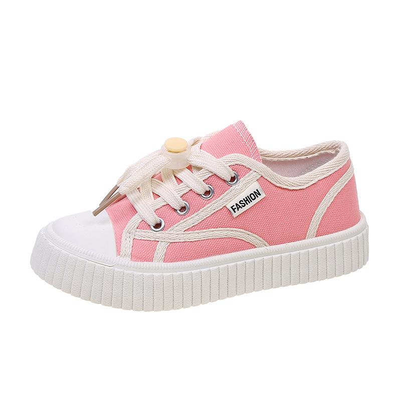 

[Spring Autumn Chunky Checkerboard Canvas Shoes for Kids Boys Girls Casual Loafers Sneakers] size 26 розовый