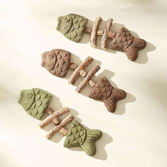 1/2/3Pcs Cat Dental Toy Fishbone Shape Catnip Cat Toy Teeth Play Oral Hygiene Cleaning Breath Interactive