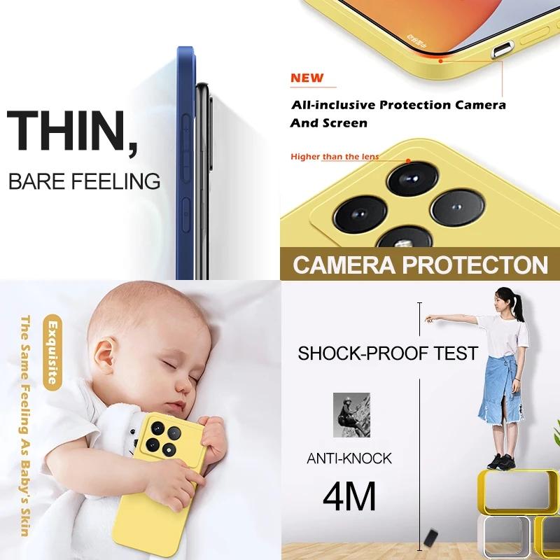 For Xiaomi Mi Poco X6 Pro X6 5G Case Liquid Silicone Phone Cases For Xiaomi Poco X6 Pro X6 Pro PocoX6 Pro 5G Protect Soft Cover