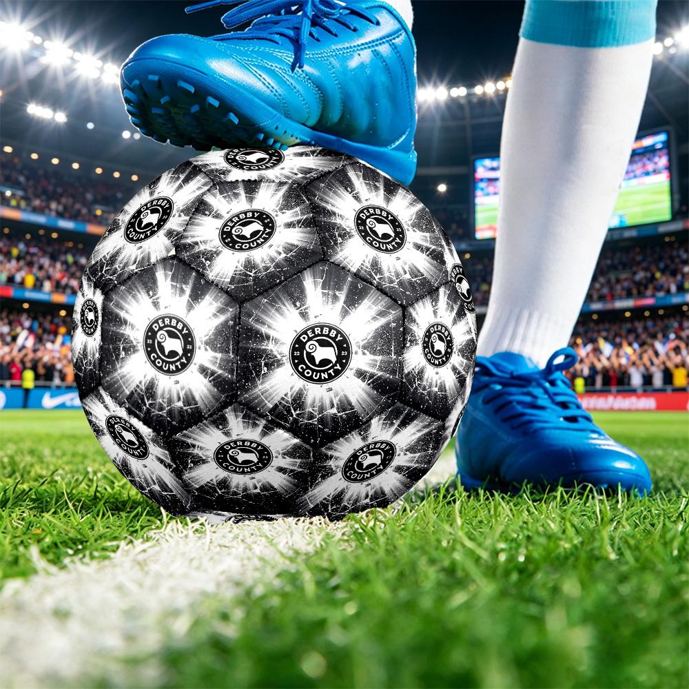 Derby County FootballPrinted Size 5 Soccer Bball, Anti Slip Adult Match Football Souvenir for Football Fans