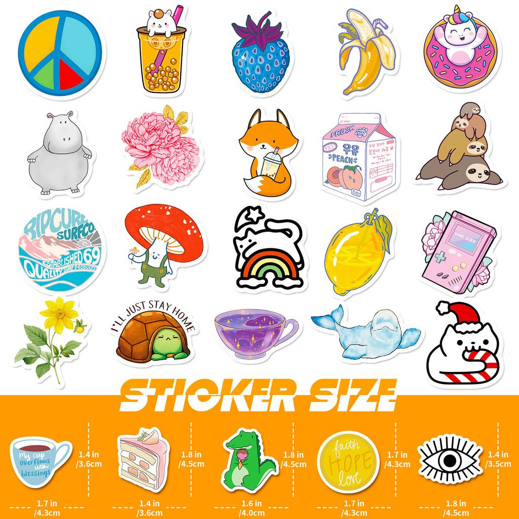 100 Small Size 4cm Pink Small Fresh Cute Cartoon Small Fresh Graffiti Stickers Shein Stickers