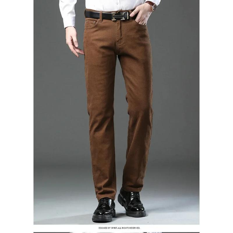 Cotton Men's Stretch Slim Jeans Green Soft Comfortable Casual Straight Denim Pants Trousers Large Size