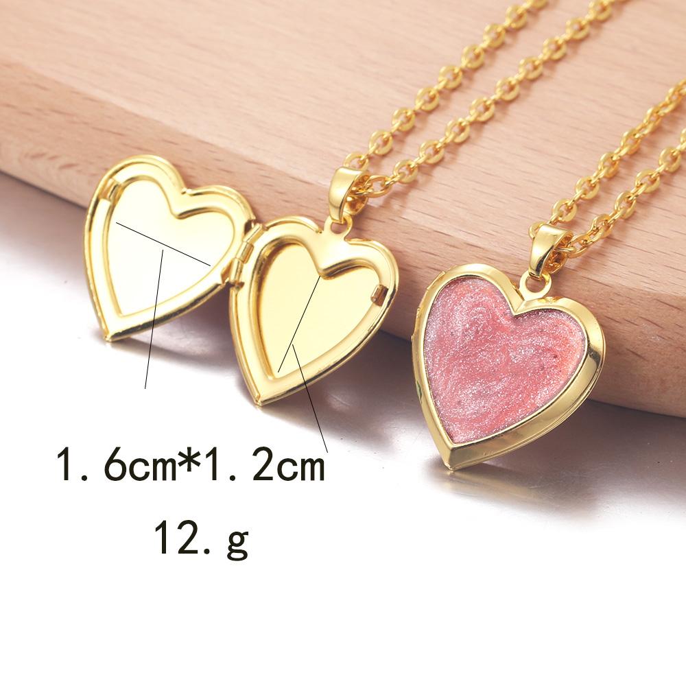 Golden Locket Pendant Mood Necklace Emotion Women Men Lovers Photo Frame Box Choker Necklaces Fashion Love Enamel Jewelry