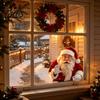 Wiederverwendbare Glasstickerbögen Weihnachtsmann Fensteraufkleber, Statisch Abnehmbare Aufkleber, Wasserdichte Decals Festlicher PVC-Aufkleber für Zuhause Wohnzimmer Badezimmer
