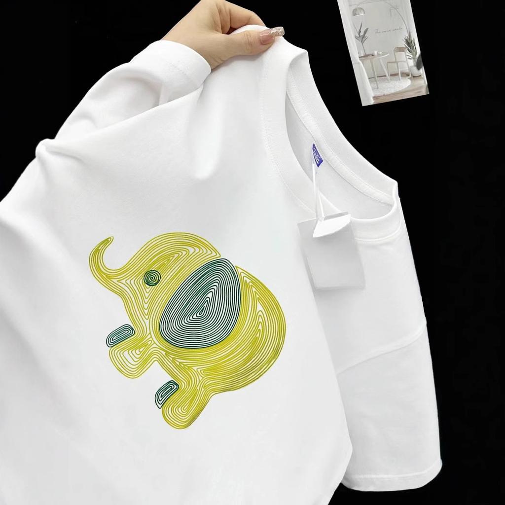 Summer Women's Loose College Style Fresh Cute Elephant Print Short Sleeve T-shirt