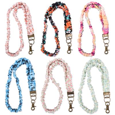 6 Pcs Stretchy Scrunchie Lanyard Cute Retractable ID Badges and Keys Neck Lanyard with Clip for Teacher Women Nurses and School
