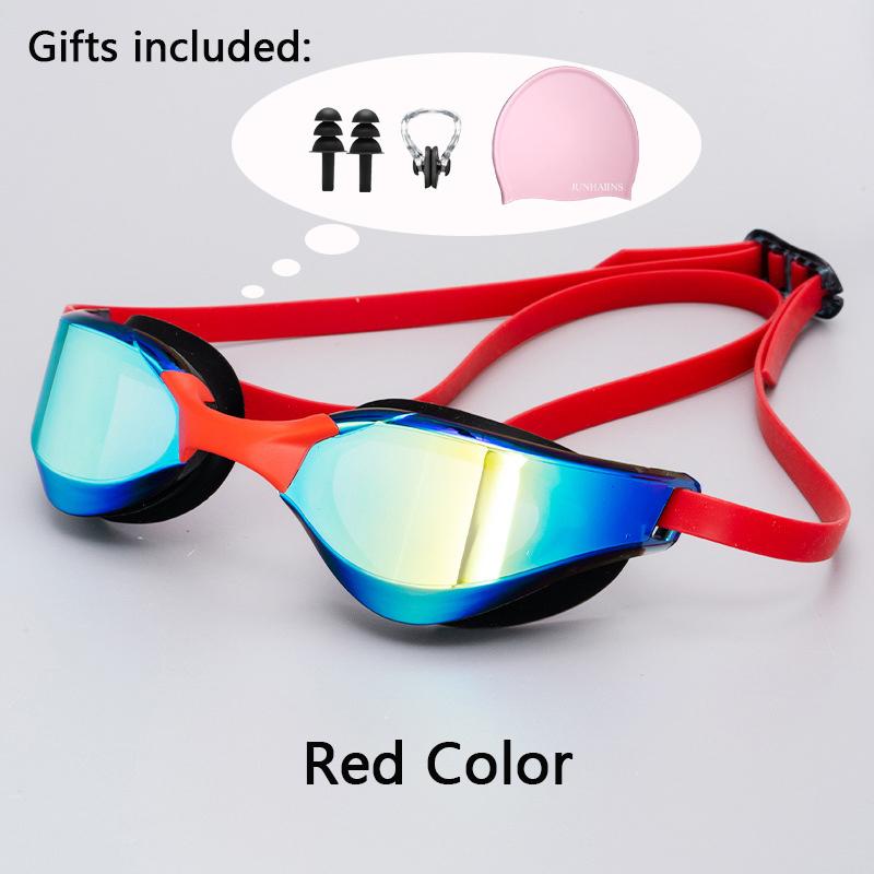 Meslek Yarış Yüzme Gözlüğü Kaplama Su Geçirmez UV Koruması Yarışma Buğu Önleyici Gözlükler Açık Hava Maç Gözlükleri