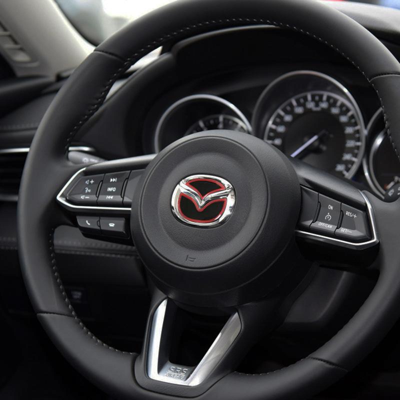 1 pz Adesivi Logo Volante Auto Blu Rosso Decalcomanie Decorative Styling Auto Adesivo per Mazda Axela ATENZA CX-5 CX-4 Articoli per Auto