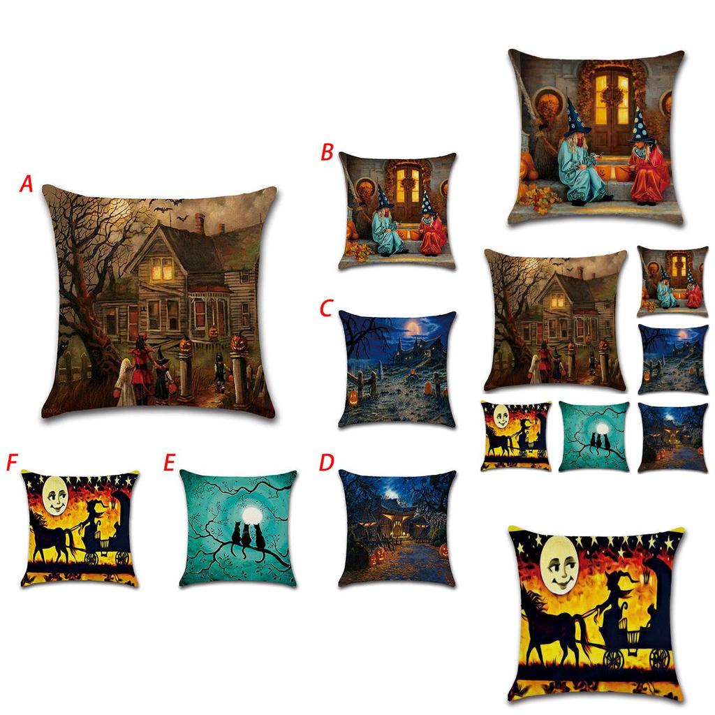 High-quality Flax Halloween Pumpkin Pillow Covers For Witch And Haunted House Decor