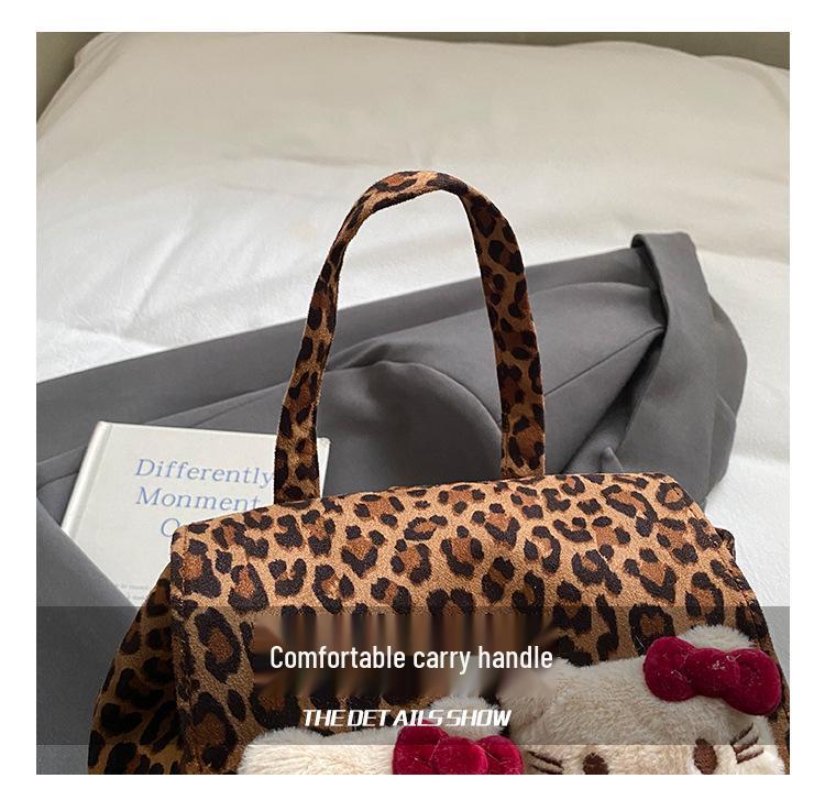 Katzenrucksack mit Leopardenmuster: Koreanischer Stil, Wildleder, Mehrfachnutzung für Mädchen - Herbst/Winter.