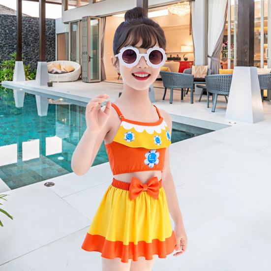 Maillot de bain Tankini 2 pièces pour filles Épaules dénudées Princesse Mignon Nœud Motif floral
