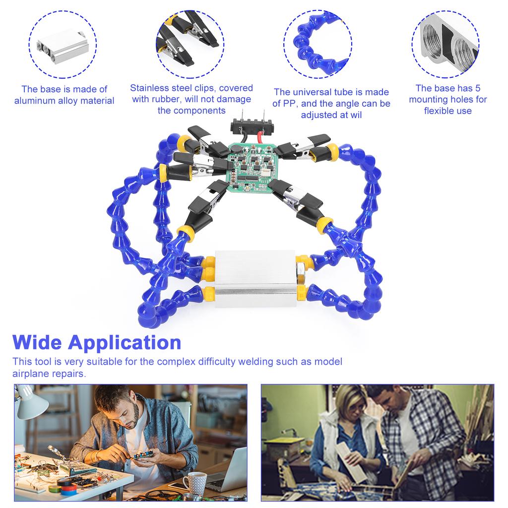 Benches Vise Table Clamp with Flexible Arm Aluminum Alloy Clamp Soldeirng Iron Holder Printed