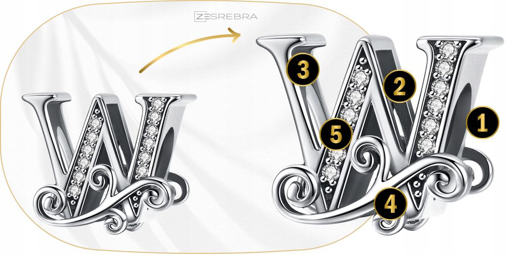 Charm Letter W 925 Pendant Letter Bead Charms Pr 925