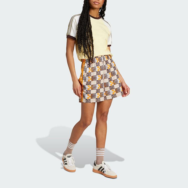Adidas Originals 80s Elongated Shorts With All-Over Print Women Bottoms Grey Brown JC6172