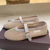 Leisure Fishing Net Flat Ballet Shoes Made Of Genuine Leather With A Straight Cut And Perforated Breathable Mary Jane Single