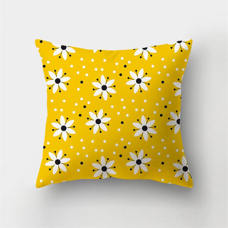 Yellow Plant Printing Pattern Cushion Cover Pillowcase Home Living Room Sofa Bedroom Decorative Pillowcase