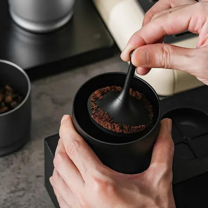 Coffee Powder Receiver with Cover 58MM Aluminum Alloy Anti Fly Cloth Cup Grinder Handle