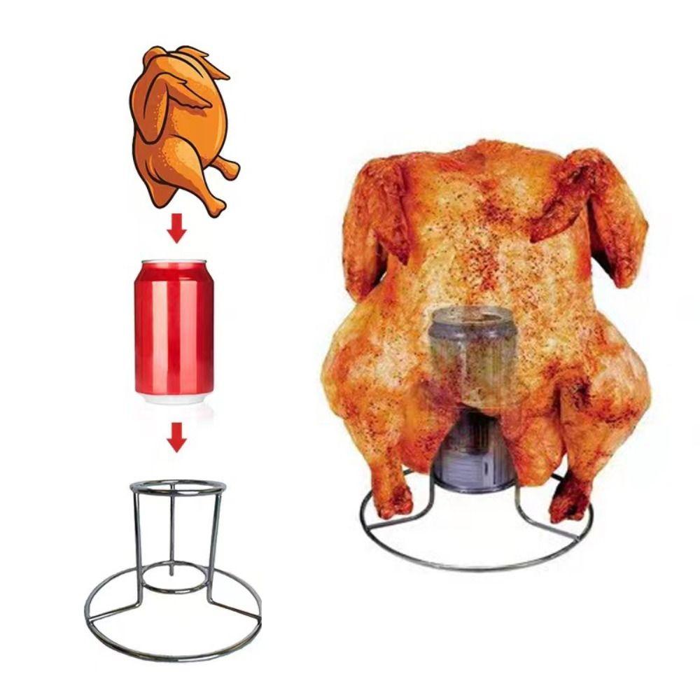 Stainless Steel Chicken Grill Stand Electroplating Process BBQ Roasting Holder  Picnic