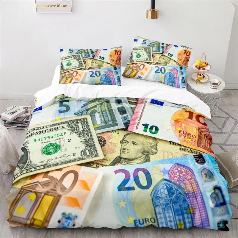 

Money Print Duvet Cover King/Queen Size,Dollar Bills with The Portrait of Ben Franklin,Decorative 2/3Pcs Polyester Bedding Set EU single(135x200cm)