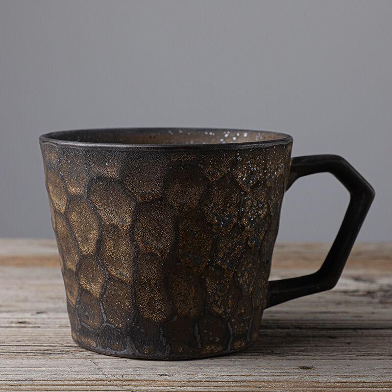 Handmade Cutting Cup Retro Mug Daily Large Capacity Water Cup Coarse Pottery Coffee Cup Home Office Cup