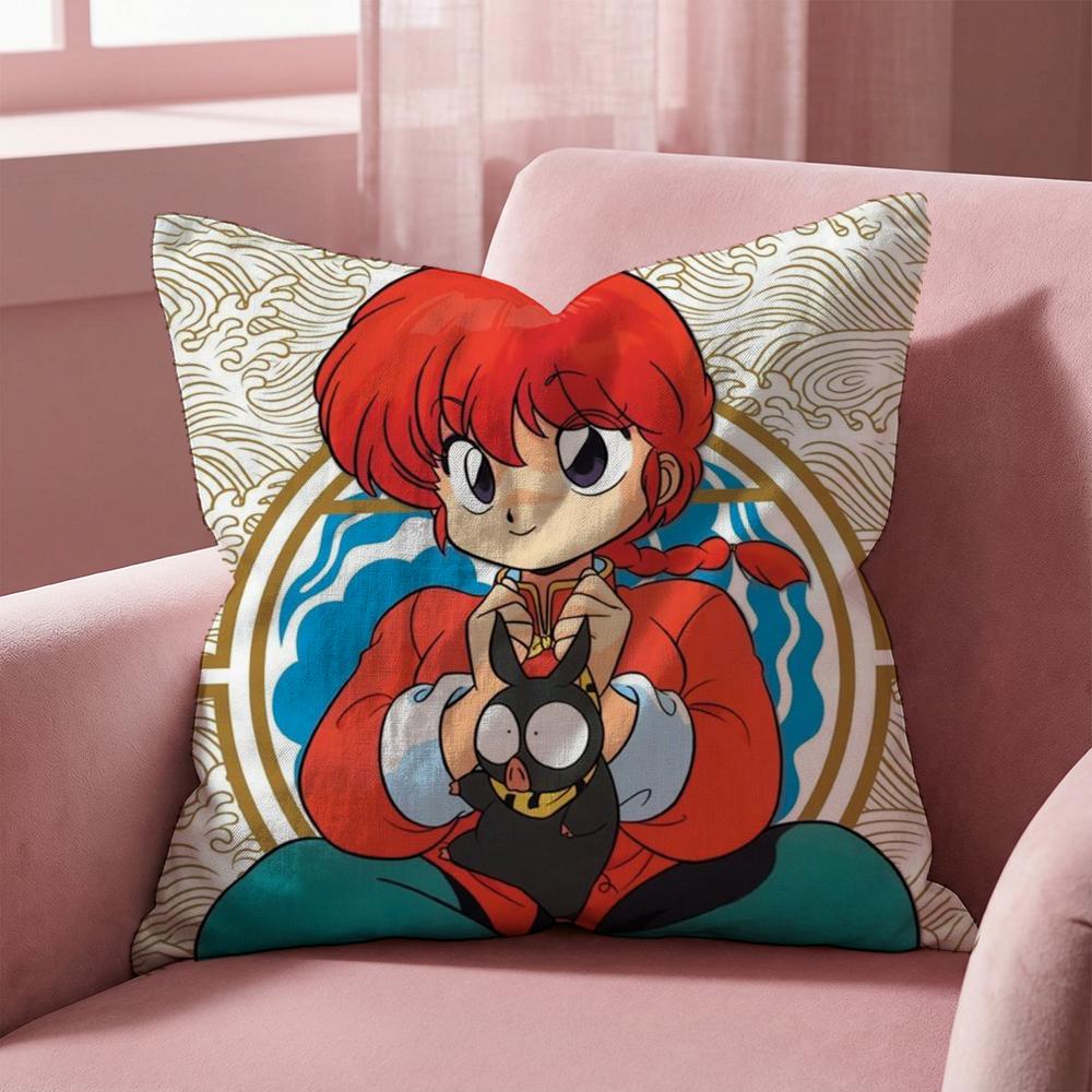 Cartoon R-Ranma1 1/2 Cushion Cover Multi-Scene Pillow Cover for Home & Car - Reversible, Soft & Durable for Daily Use