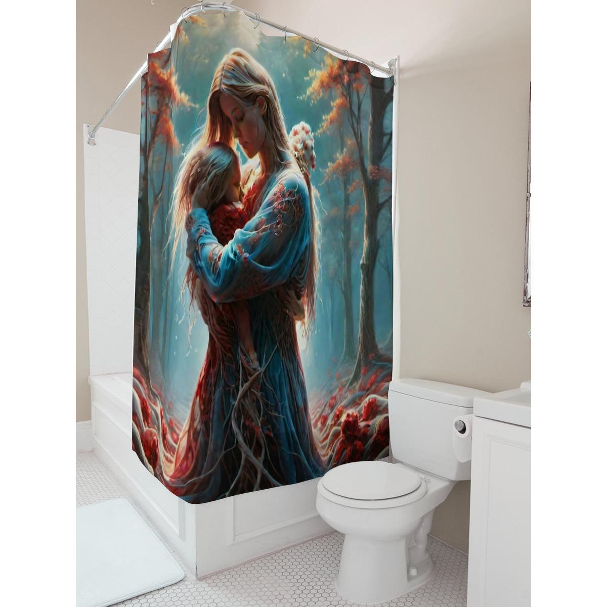 

Mother And Child In Autumn Forest Waterproof Shower Curtain W60H190(CM)-1 Pcs