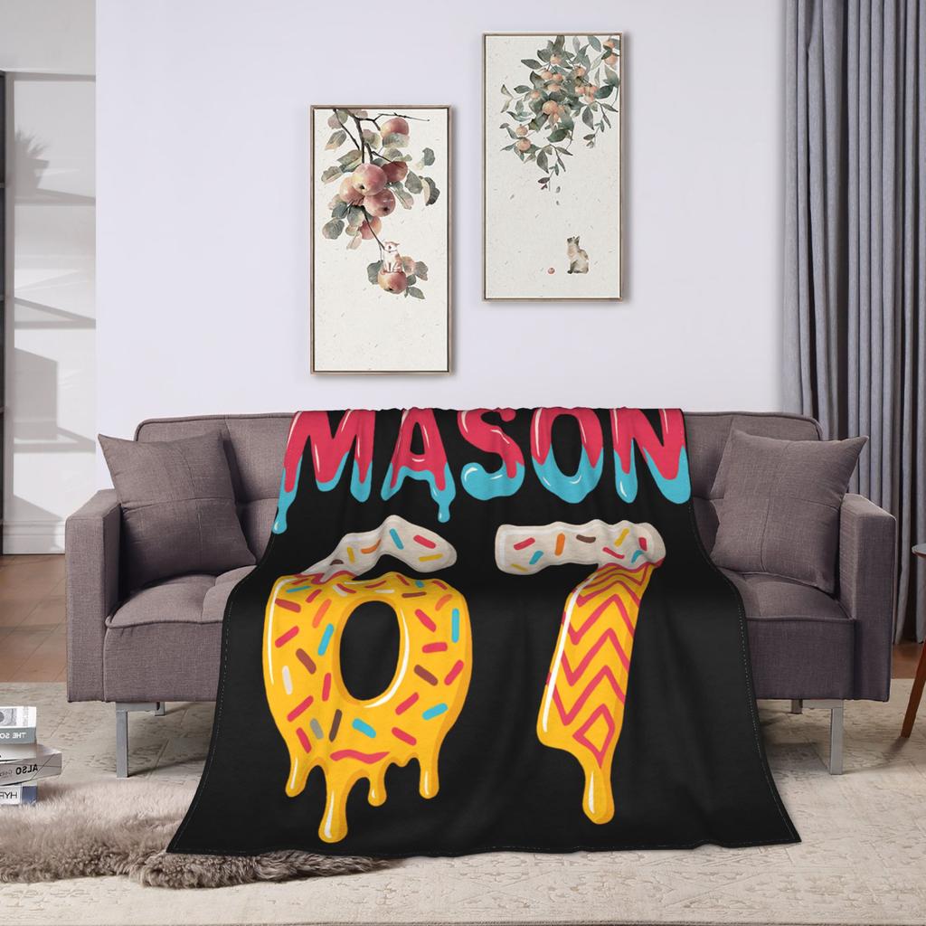 Six Seven Ice Cream Drip 67 Mason Meme Soft Blanket Adult Plush Bedding Throws Novelty Bedroom Flannel Bedspread Sofa Bed Cover