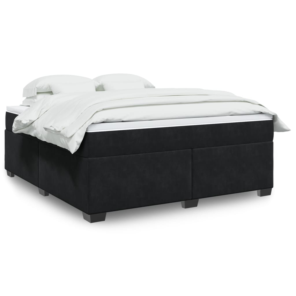 Box Spring Bed with Mattress Black 180 X 200 Cm Velvet