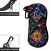 2D-Boho Mandala Geometric Pattern Sunglasses Case, Zipper Eyewear Storage Box, Protective Spectacle Organizer for Women Travel Accessories