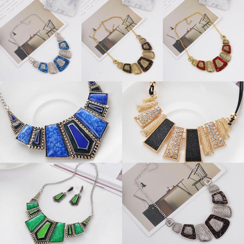 Colorful Geometric Frosted Fan-shaped Trapezoidal Necklace with Resin and Oil Drip Accents