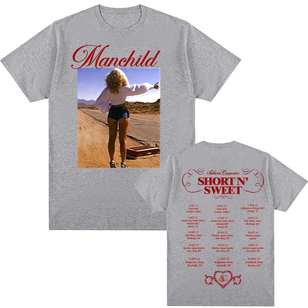 Sabrina Carpenter Manchild Graphic Print TShirt Streetwear Hiphop Rapper Fashion Tee Women Men Oneck Tees Loose Oversized Top